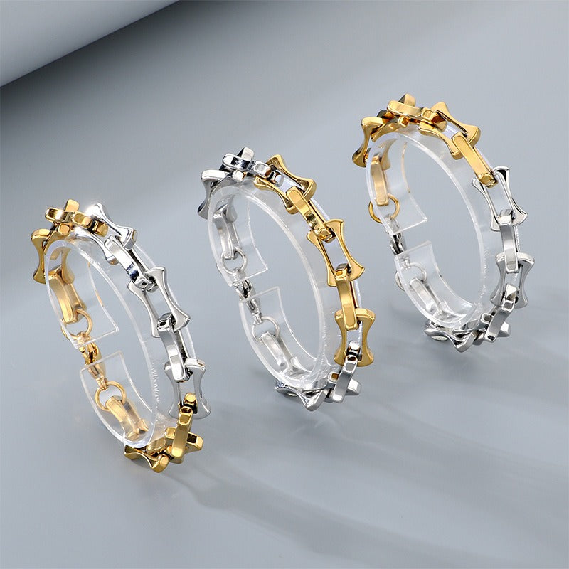 Kemstone Men’s Two-Tone Titanium Steel Bamboo Chain – 10/11/12mm KB207211-Z