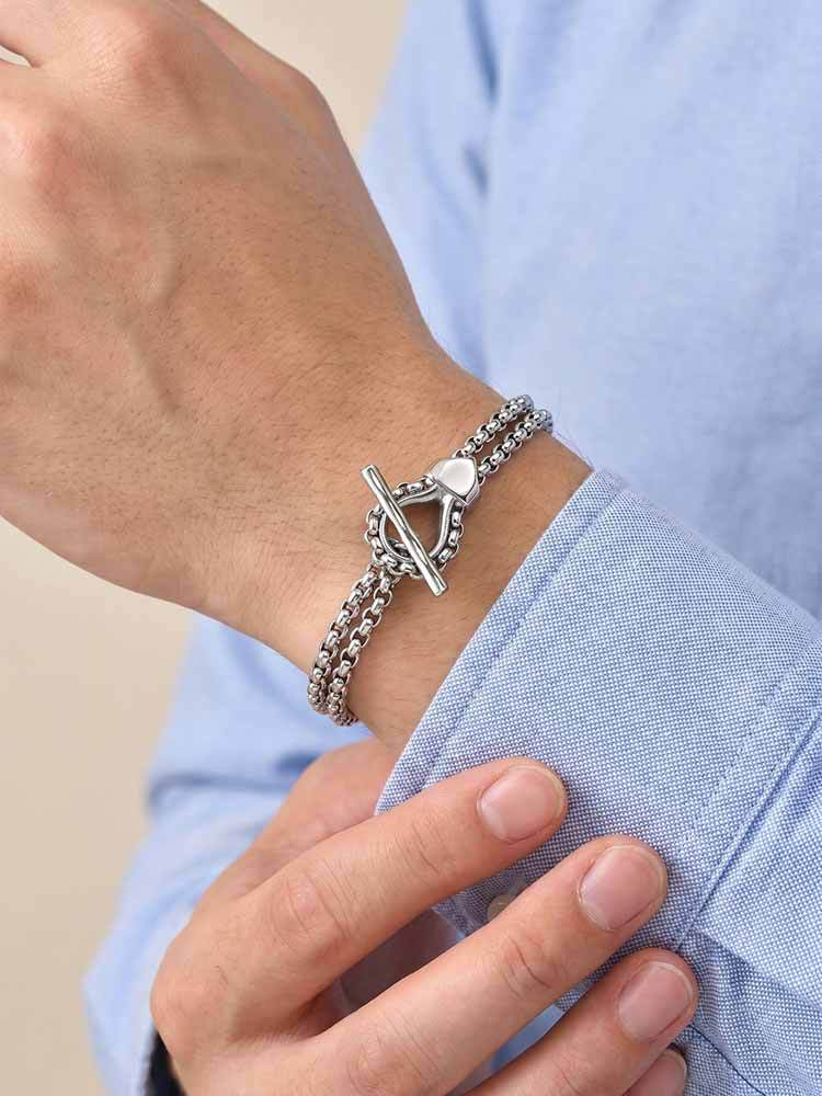 Kemstone Stainless Steel Snake Head Cuban Link Bracelet for Men OT Clasp Silver BR-2810