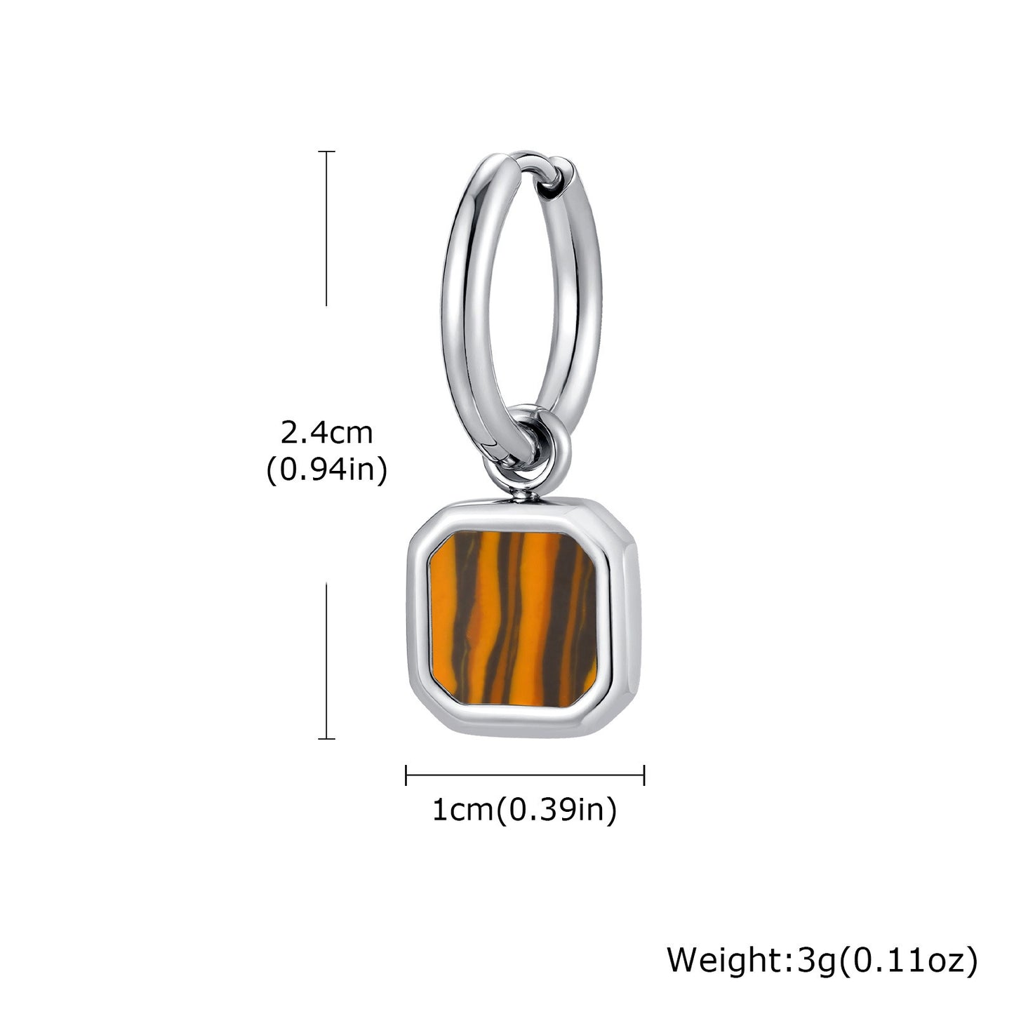 Kemstone Men & Women’s Stainless Steel Square Drop Earrings – Shell, Tiger Eye, Malachite ED-936