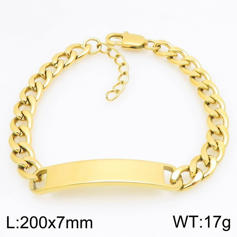 Kemstone Personalized Engraved Mens Bracelet, Stainless Steel Cuban Link ID Bracelet for Men, Custom Name Plate Chain Bracelet, Adjustable Fashion Jewelry Gift for Boyfriend Husband