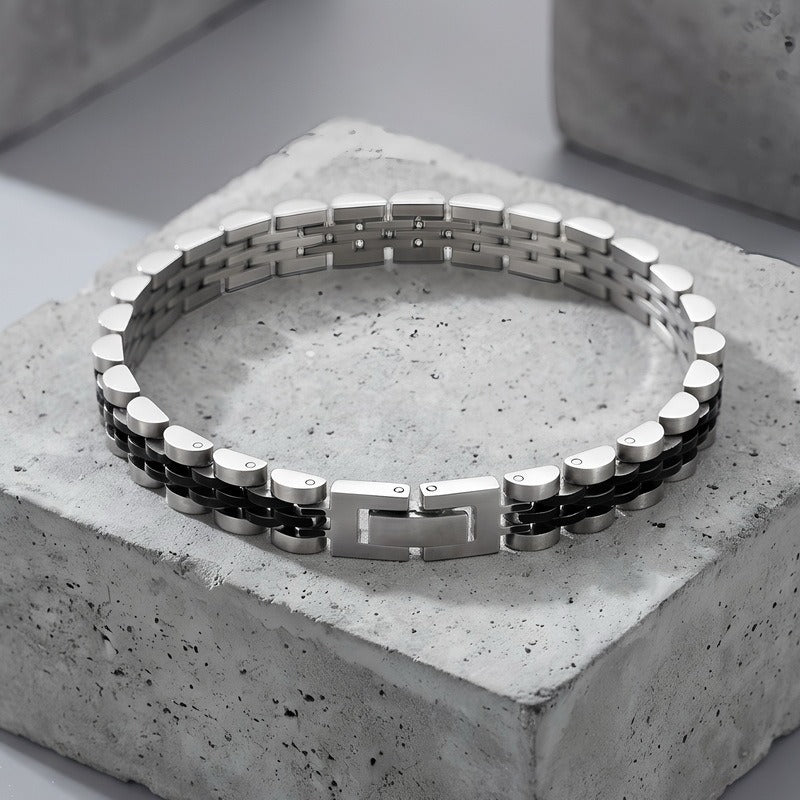 Kemstone Titanium Steel Link Bracelet for Men Two Tone Watch Band Style KB215164-KL