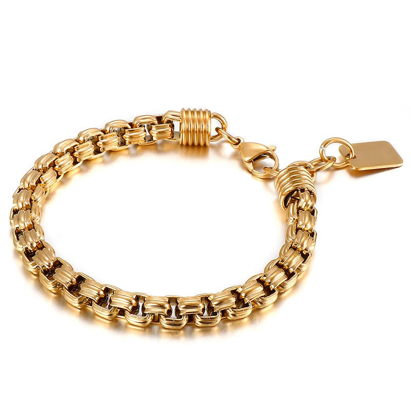 Kemstone Titanium Steel Box Link Bracelet for Men Square Chain Punk Gold Silver Black KB138817-KFC