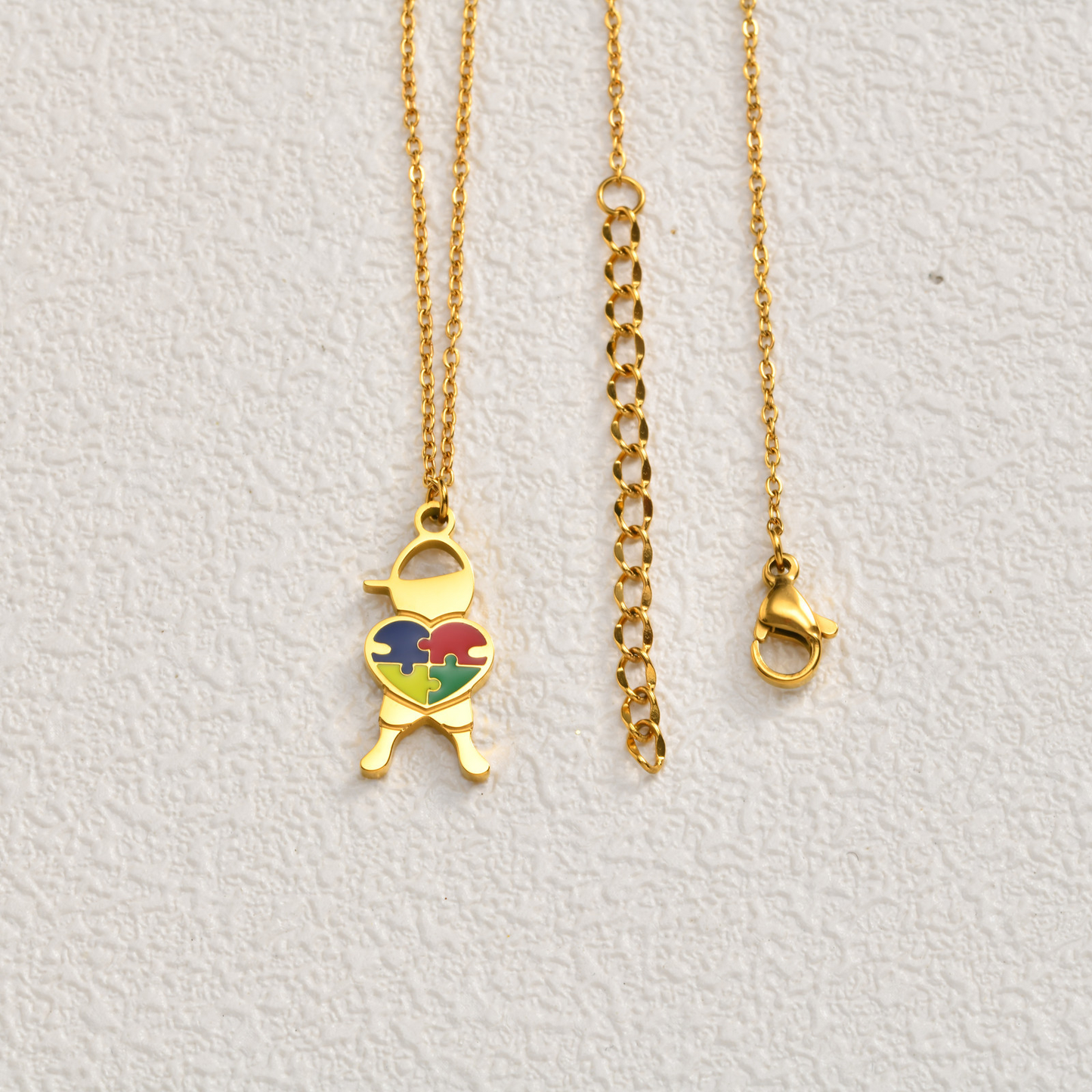 Kemstone Stainless Steel Puzzle Heart Pendant Necklace Colorful Enamel for Men Women NC-2257