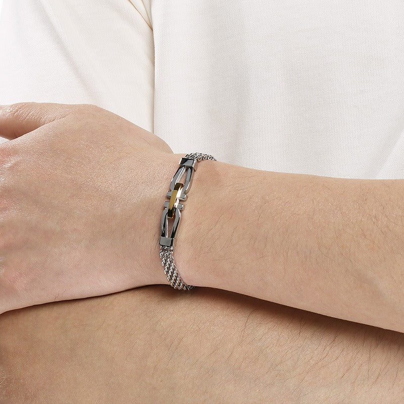 Kemstone Link Clasp Bracelet for Men Titanium Steel Woven Chain Adjustable KB212811-KFC