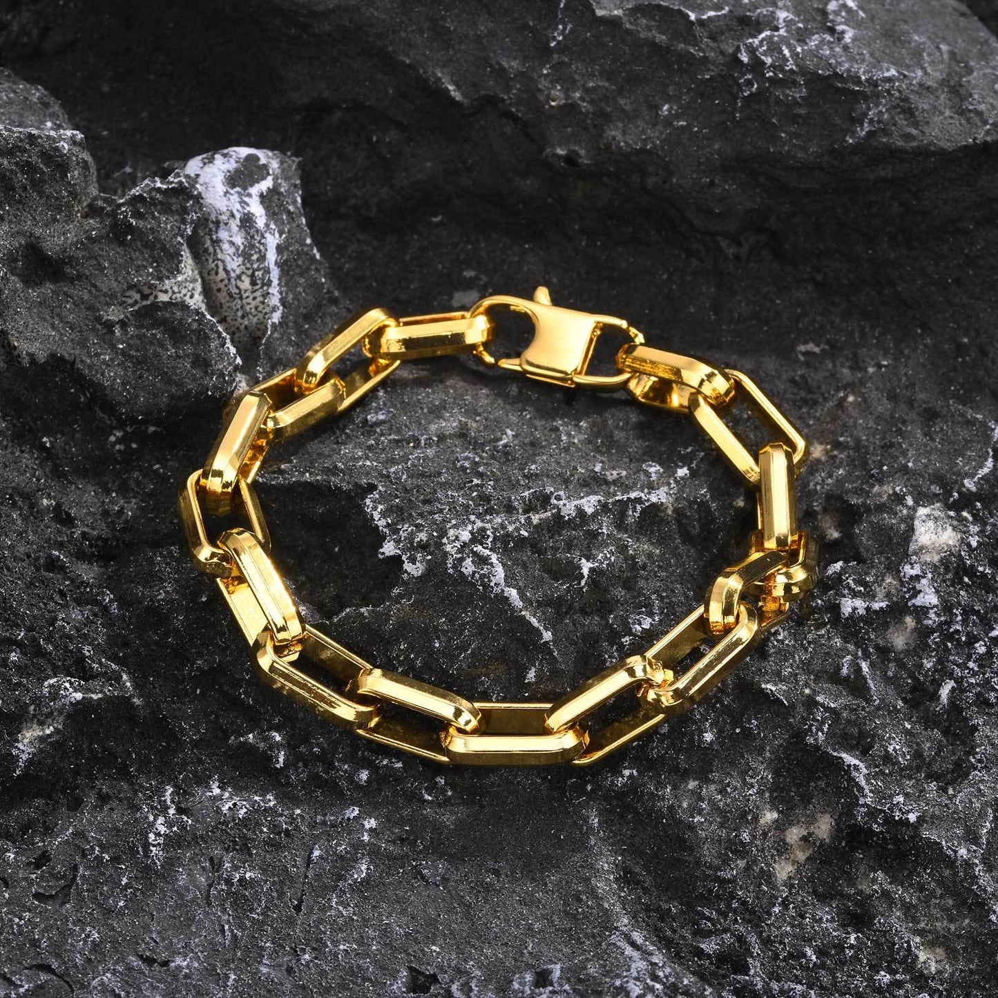 Chunky Square-Link Stainless Steel Bracelet for Men – Norse-Inspired Heavy Chain BR-1734