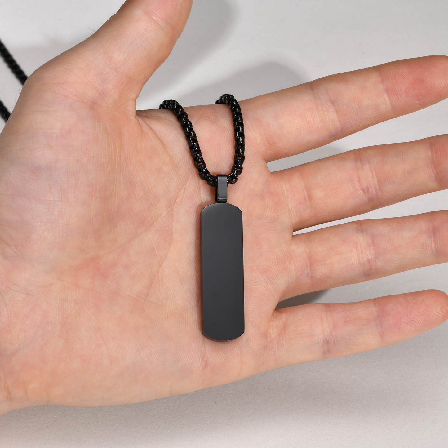 Kemstone Stainless Steel Rectangular Bar Pendant Necklace for Men PN-1874