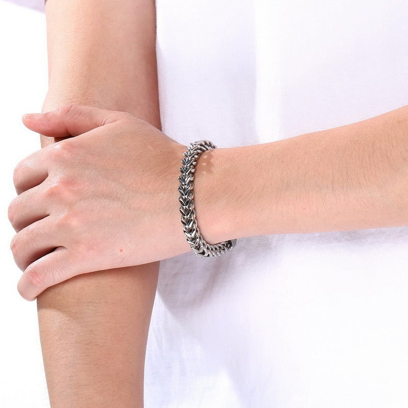 Kemstone Titanium Steel Woven Chain Bracelet for Men KB216602-KFC