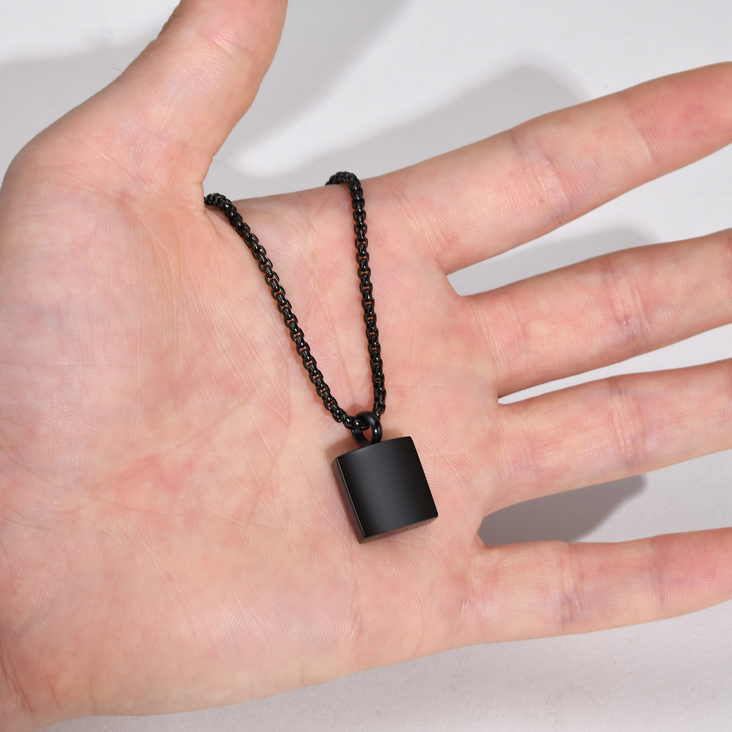 Kemstone Square Keepsake Pendant Necklace for Men Women Stainless Steel Minimalist Locket PN-1871
