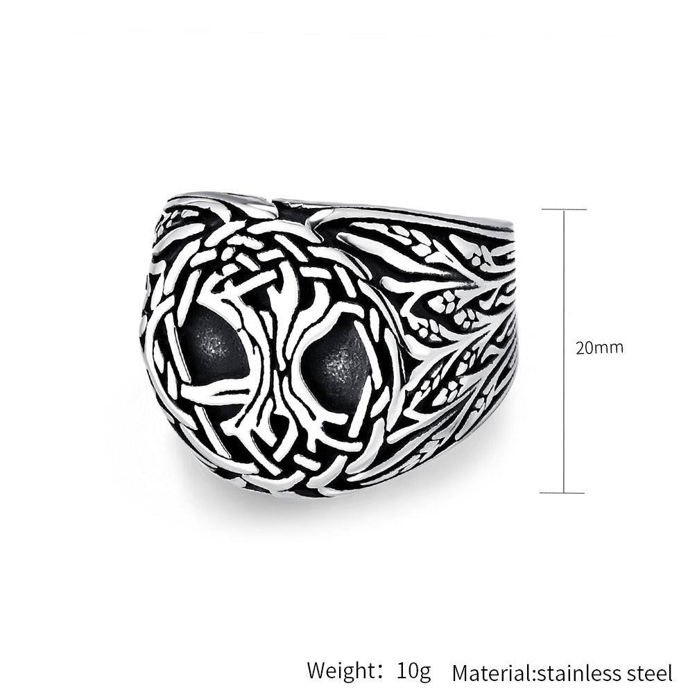 Kemstone Tree of Life Ring for Men Stainless Steel Viking K-R873