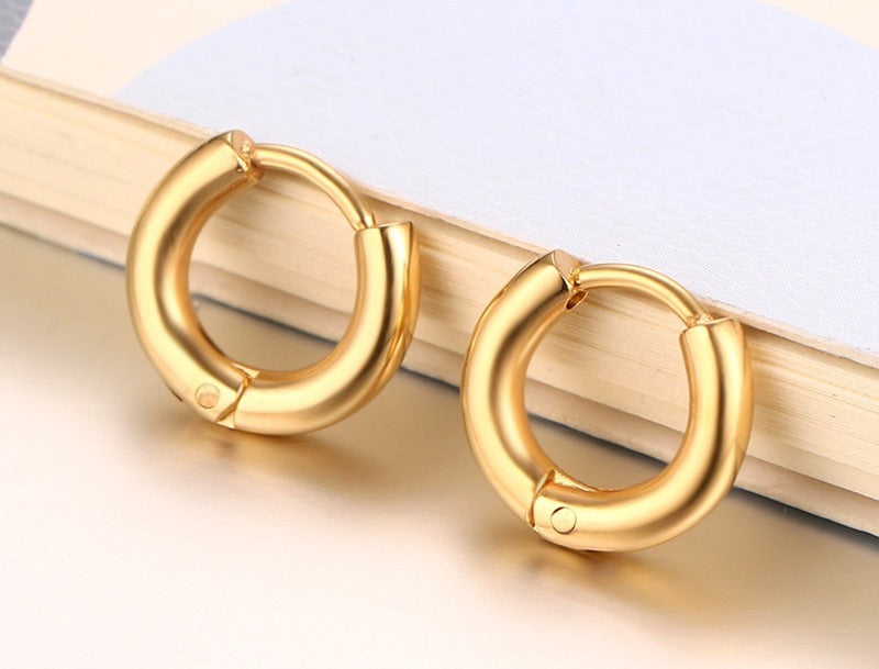 Titanium Steel Earrings – Minimalist Geometric Design with Custom Engraving EH-166