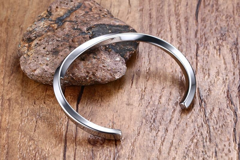 Viking Steel Cuff Bracelet – Norse-Inspired Minimalist Bangle for Men & Women B-169