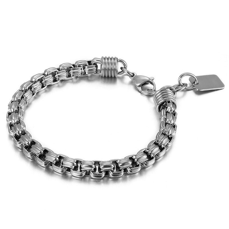 Kemstone Titanium Steel Box Link Bracelet for Men Square Chain Punk Gold Silver Black KB138817-KFC