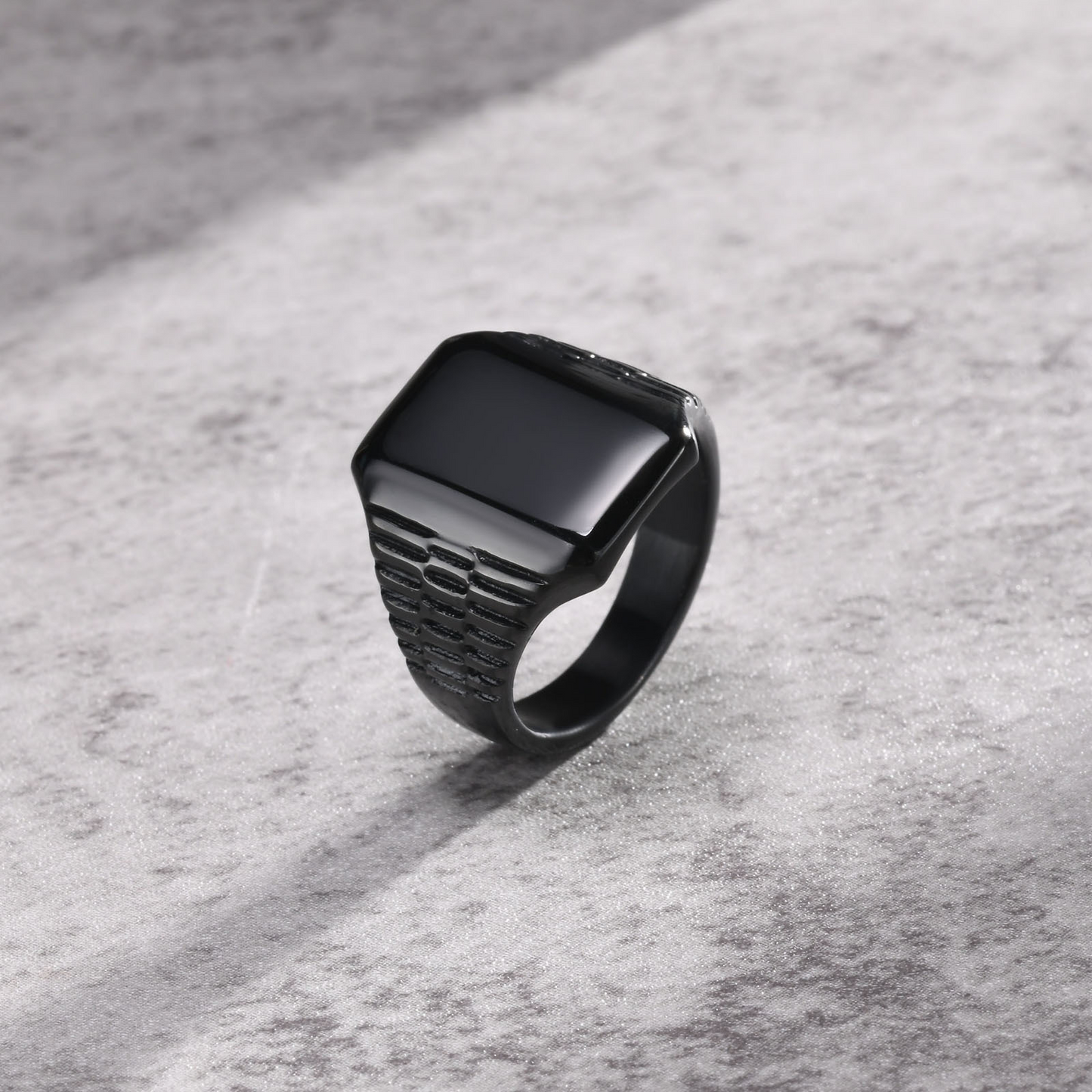 Kemstone Stainless Steel Square Signet Ring for Men – Matte Flat Top RC-595