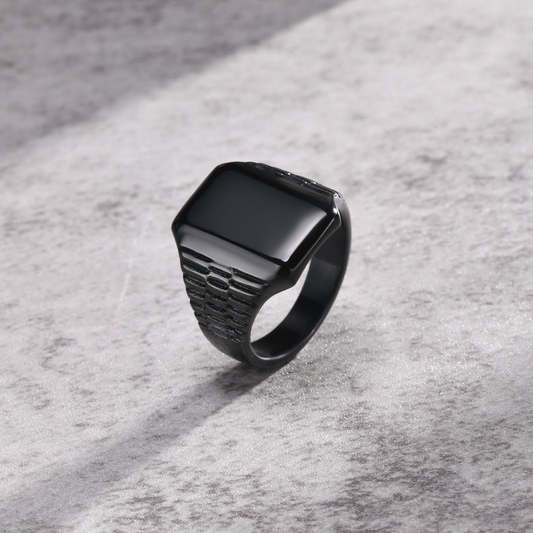 Kemstone Stainless Steel Square Signet Ring for Men – Matte Flat Top RC-595