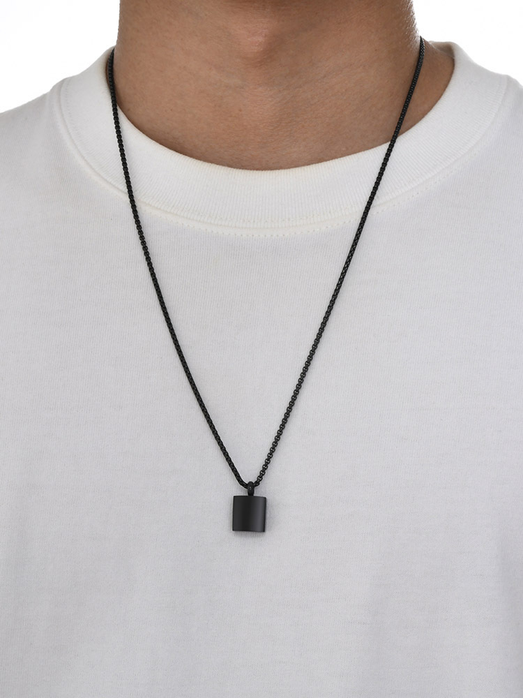 Kemstone Square Keepsake Pendant Necklace for Men Women Stainless Steel Minimalist Locket PN-1871