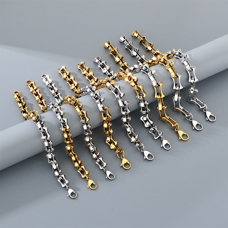 Kemstone Men’s Two-Tone Titanium Steel Bamboo Chain – 10/11/12mm KB207211-Z