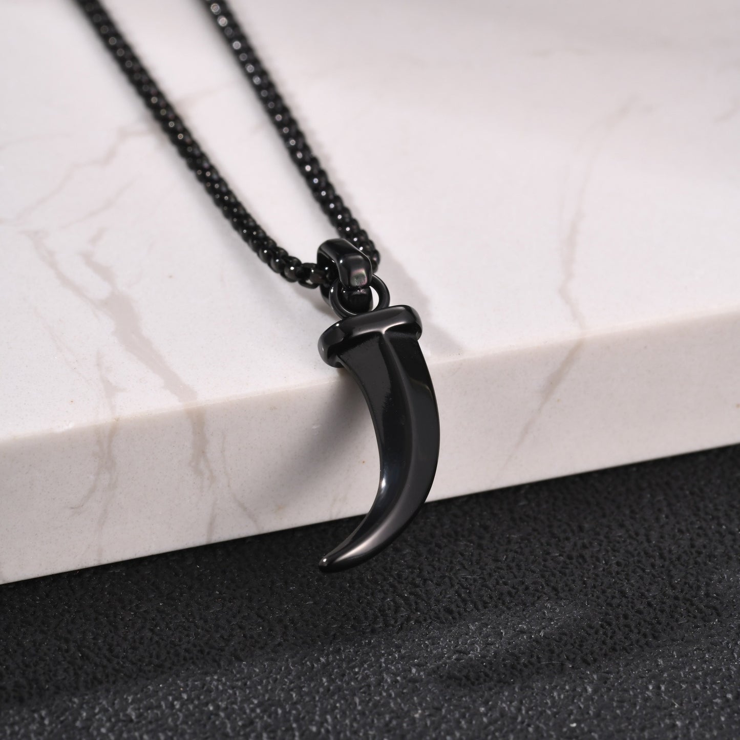 Kemstone Stainless Steel Horn Pendant Necklace for Men Punk Vintage Style PN2451