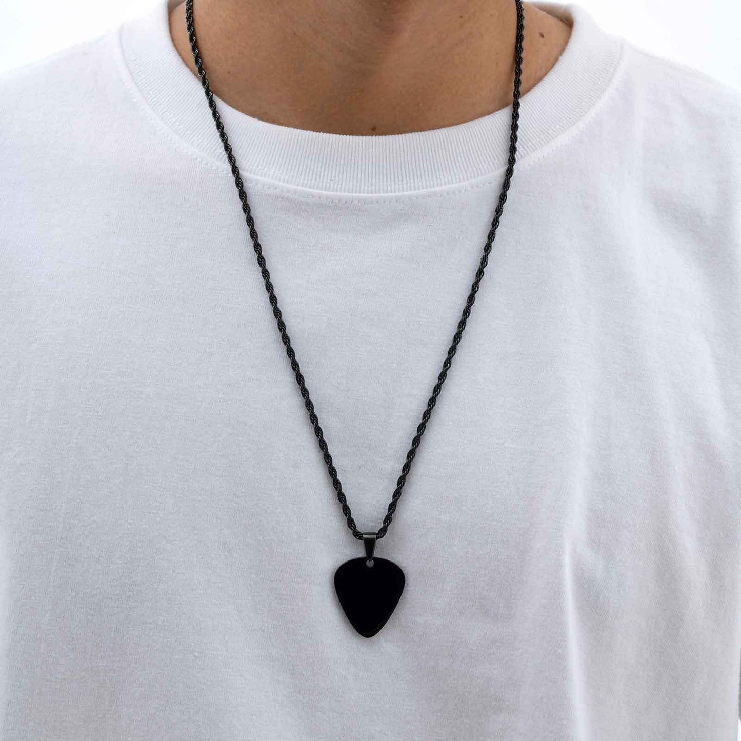 Kemstone Stainless Steel Guitar Pick Pendant Necklace – Men’s Jewelry Gold, Silver, Black PN-1843