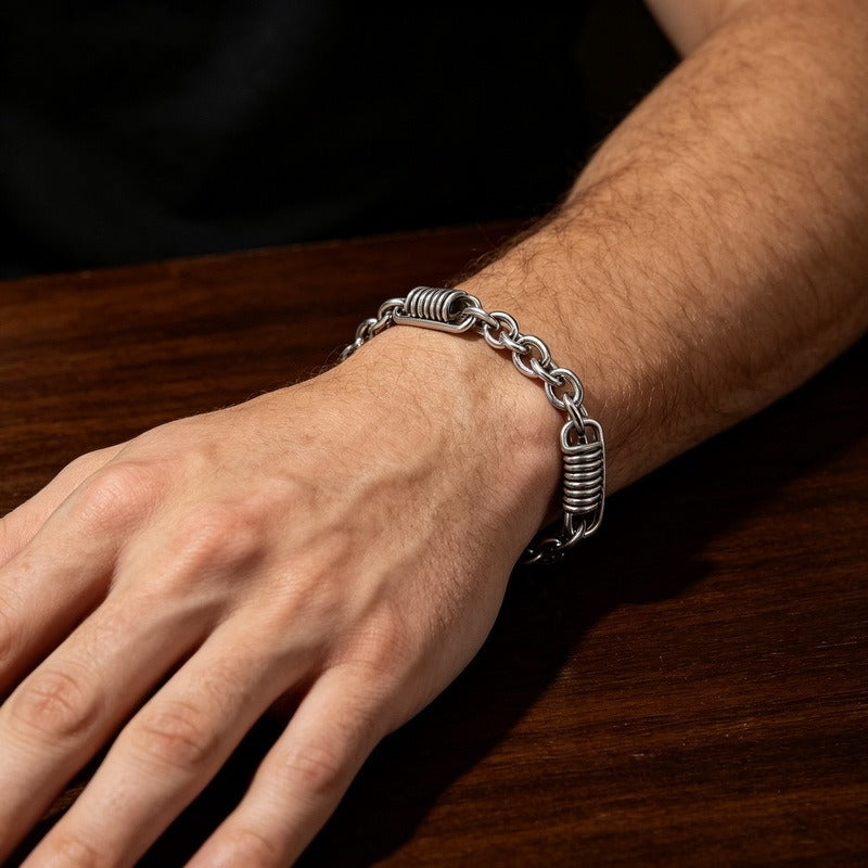 Kemstone Titanium Steel Coil Curb Chain Bracelet for Men KB146635-KLHQ