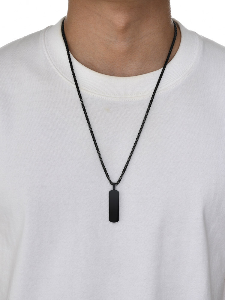 Kemstone Stainless Steel Rectangular Bar Pendant Necklace for Men PN-1874