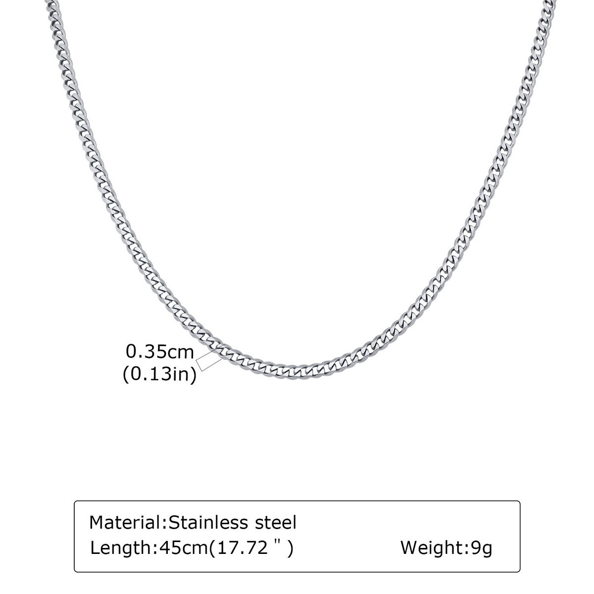 Kemstone Stainless Steel Faceted Curb Chain Necklace for Men NC-2607