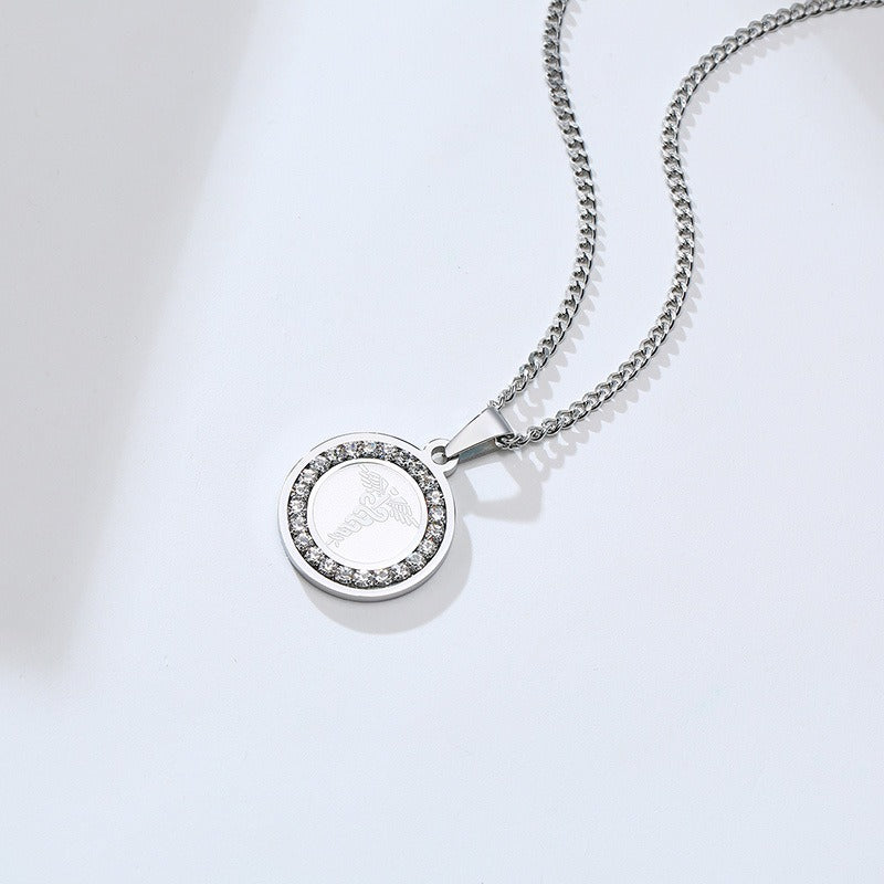 Kemstone Men’s Stainless Steel Caduceus Pendant Necklace – Gold & Silver PN-619