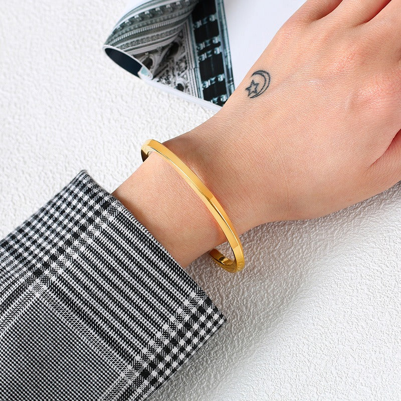 Viking Steel Cuff Bracelet – Norse-Inspired Minimalist Bangle for Men & Women B-169