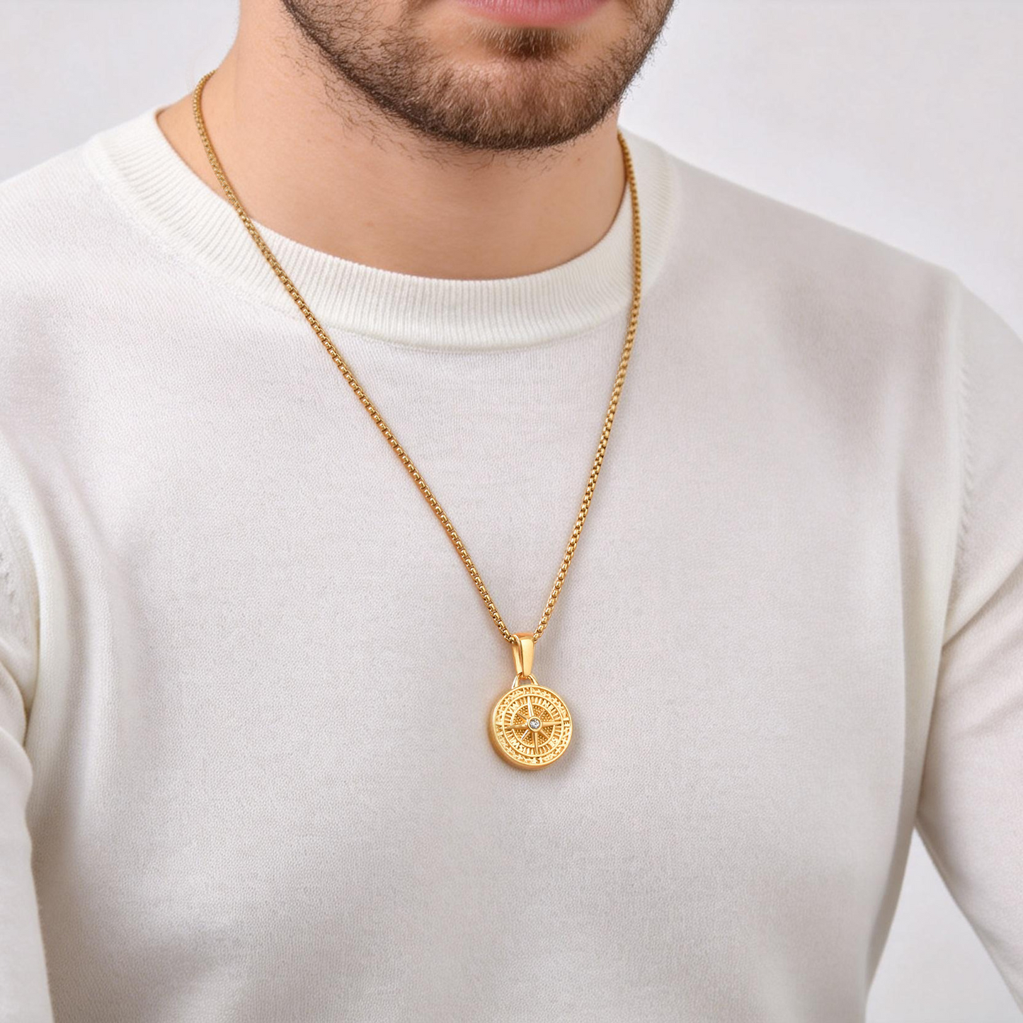 Kemstone Stainless Steel Octagram Star Pendant Necklace for Men Women Gold Silver PN-2336