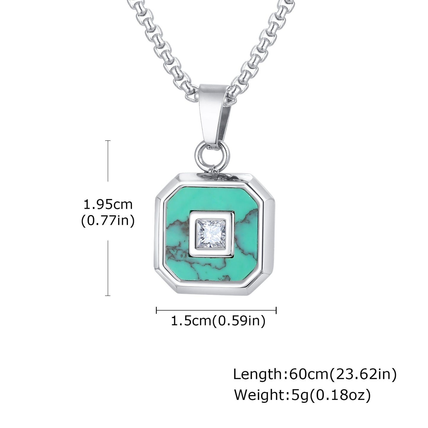 Kemstone Men’s Stainless Steel Lapis Lazuli Cubic Zirconia Pendant Necklace – Gold Silver Black PN-2074