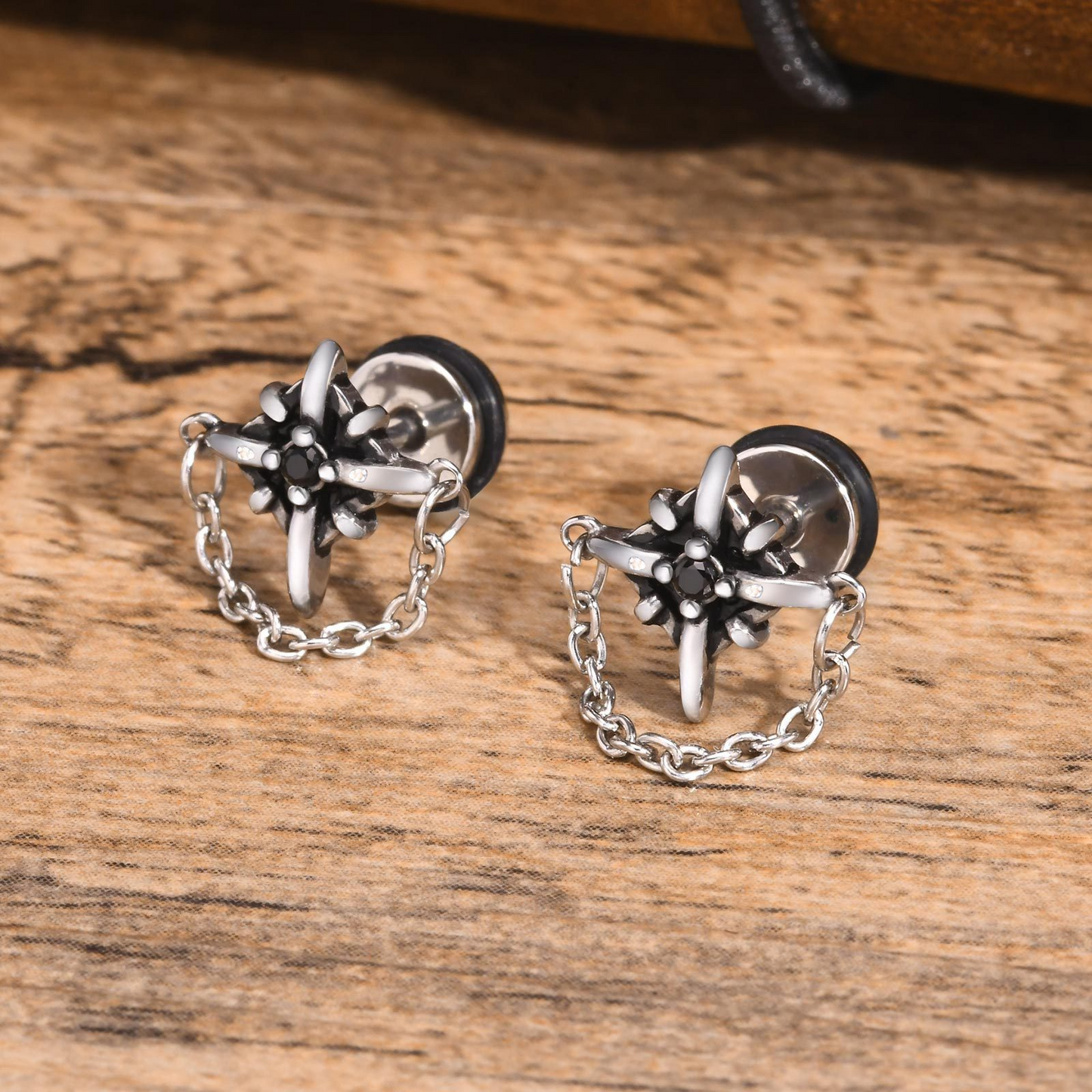 Kemstone Stainless Steel Gothic Stud Earring – Cross Cat Spider Symbol ES-512