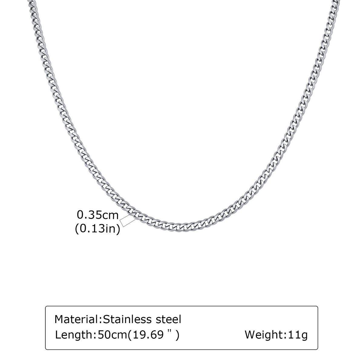 Kemstone Stainless Steel Faceted Curb Chain Necklace for Men NC-2607