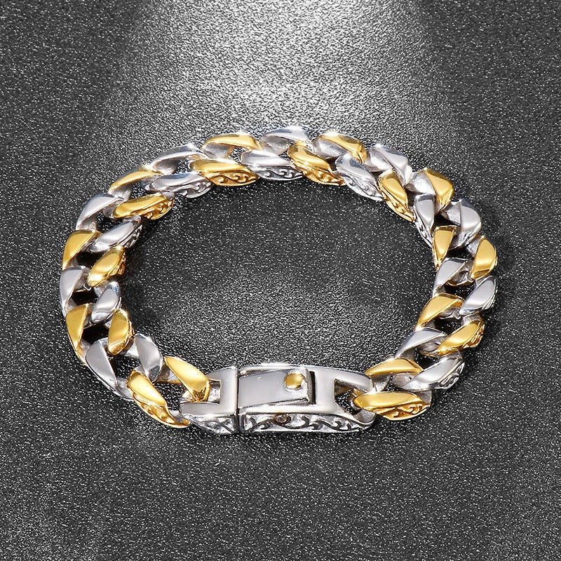 Kemstone Men's Titanium Steel Bracelet - Retro Floral Stainless Steel Cuff Elegance & Gift KB44060-D