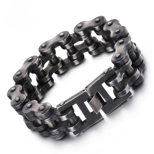Kemstone Hip-Hop Bike Chain Bracelet – 22mm Titanium Steel Industrial Cuff for Streetwear KB18913-D