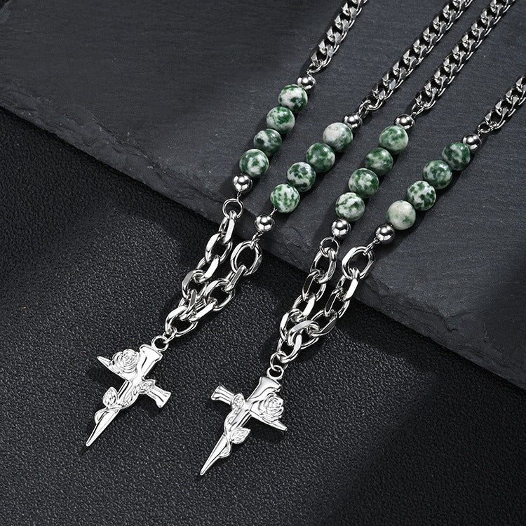 Kemstone Irregular Cross Necklace for Men Stainless Steel NC-3268