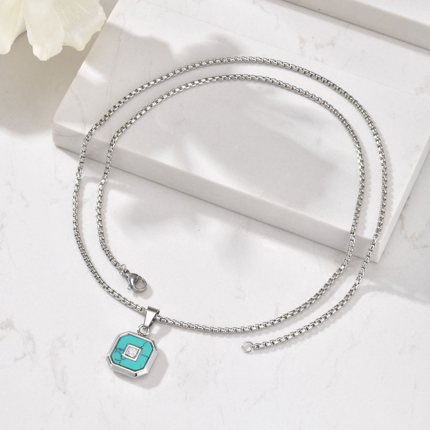 Kemstone Men’s Stainless Steel Lapis Lazuli Cubic Zirconia Pendant Necklace – Gold Silver Black PN-2074