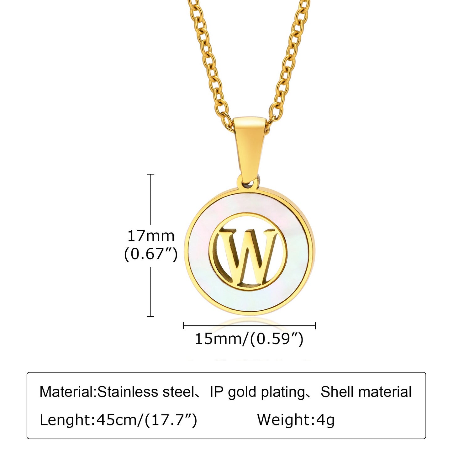 Collar circular de acero inoxidable con letras y conchas Kemstone para mujer PN-1761
