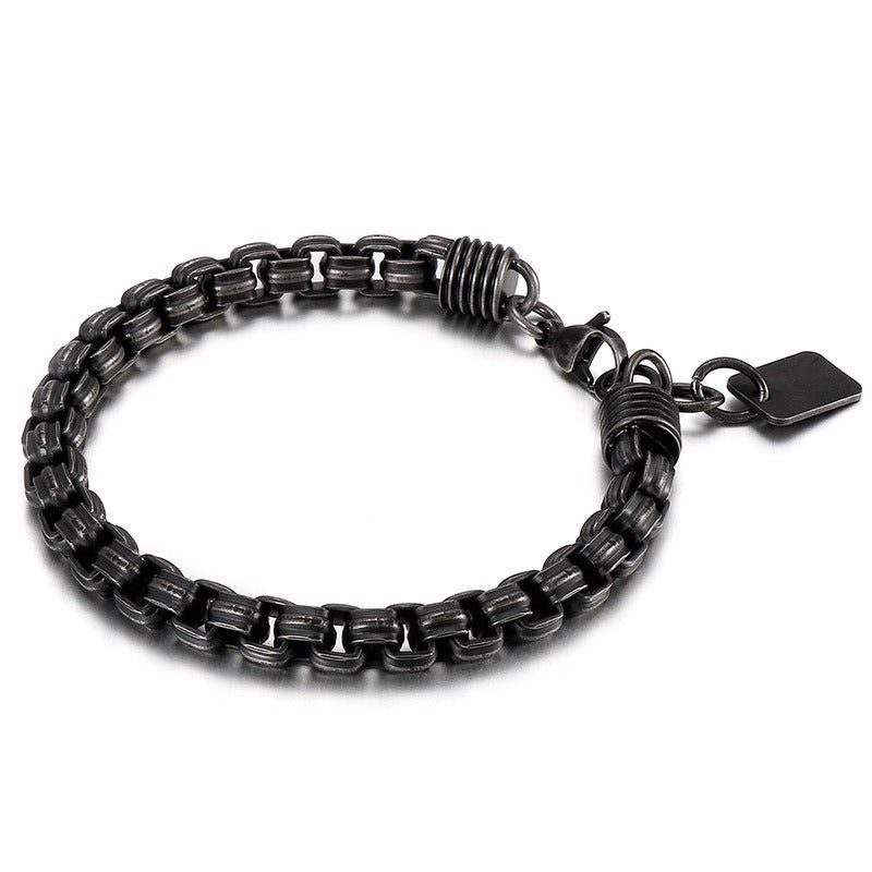 Kemstone Titanium Steel Box Link Bracelet for Men Square Chain Punk Gold Silver Black KB138817-KFC