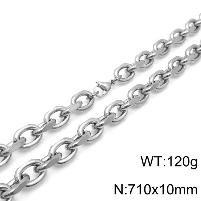 Kemstone Matte Stainless Steel O-Link Chain Set – Gothic Rock Choker & Bracelet for Men’s Urban Streetwear KS138454-Z