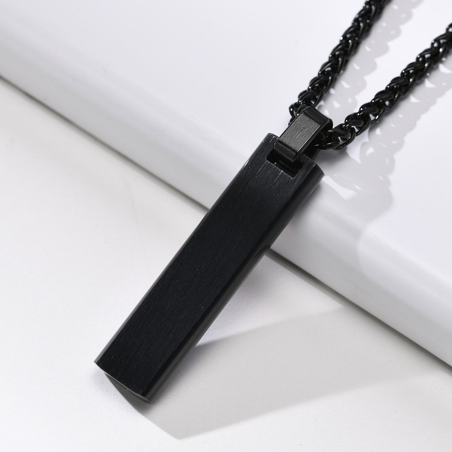 Kemstone Color Block Bar Pendant Necklace Stainless Steel Rectangle Design for Men PPN-004
