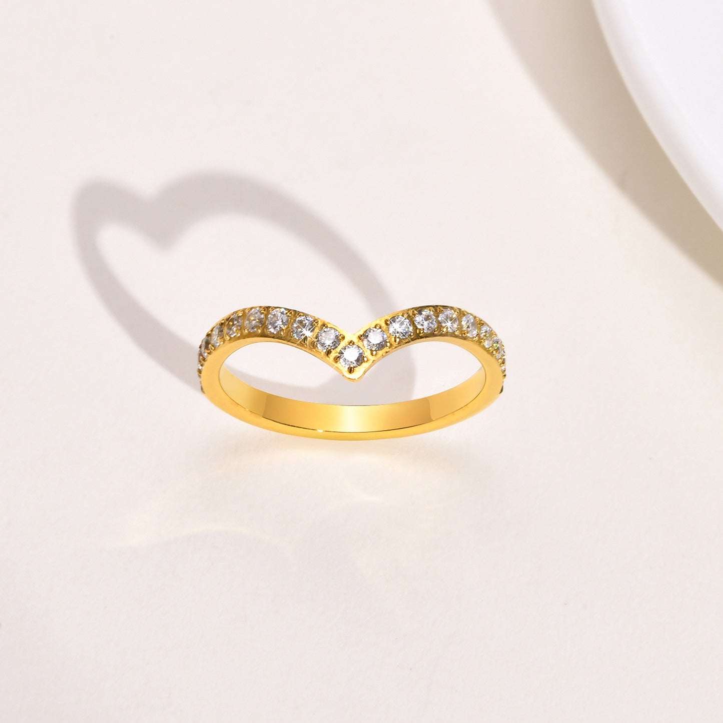 V-Edge Steel Ring – Gold-Plated Power Symbol with Zircon Grit R-665
