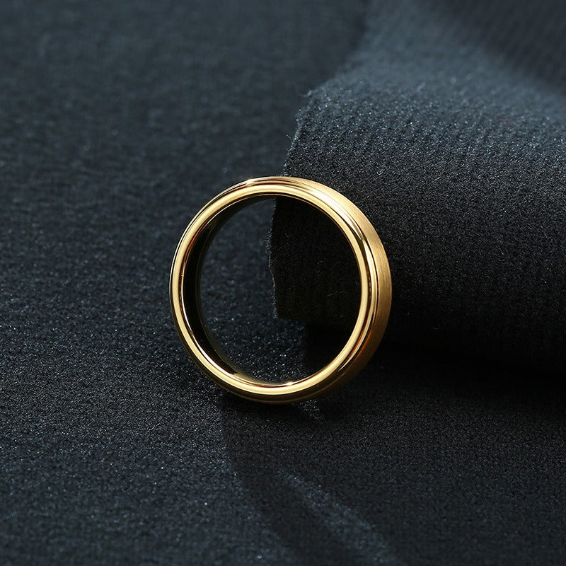 Kemstone Tungsten Steel Graduation Ring – 5mm Black & Gold Matte Finish Men's TCR-061