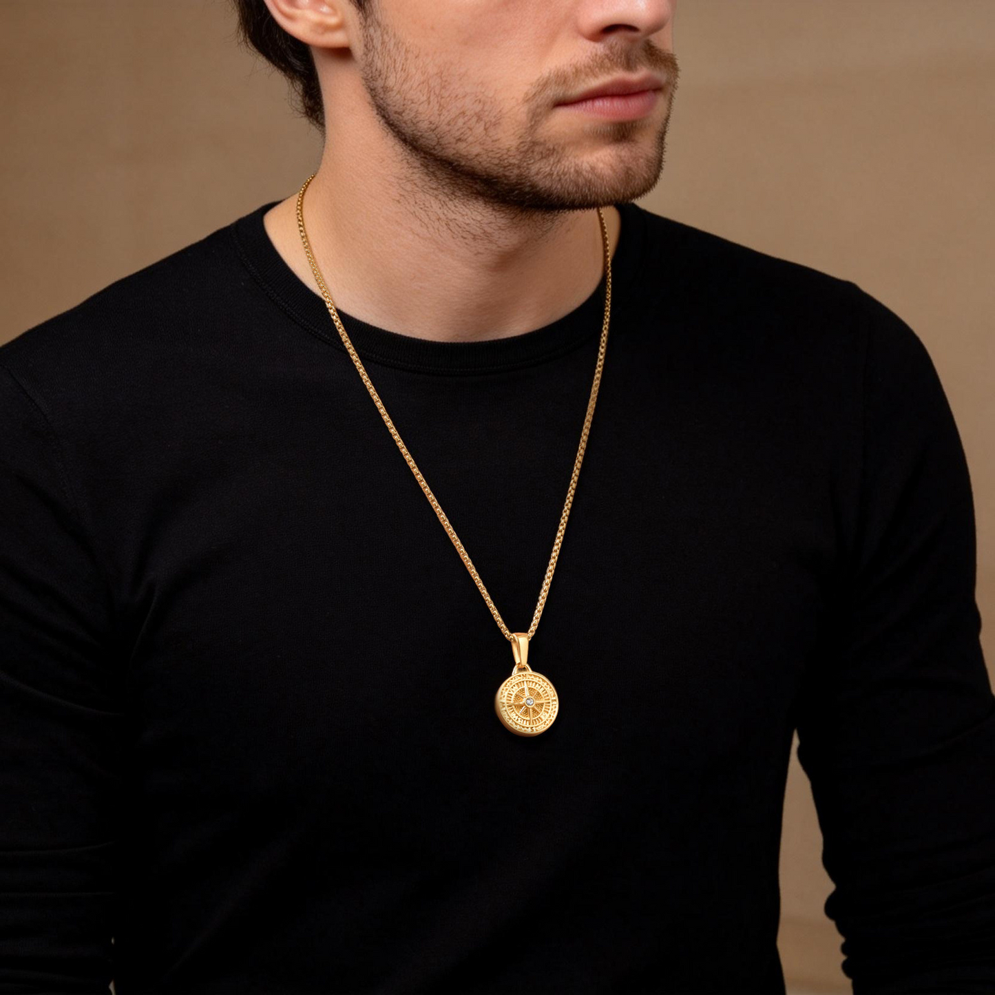 Kemstone Stainless Steel Octagram Star Pendant Necklace for Men Women Gold Silver PN-2336