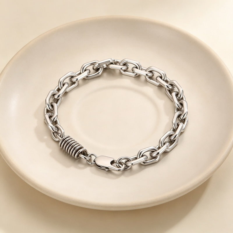 Kemstone Titanium Steel Coil Curb Chain Bracelet for Men KB146635-KLHQ