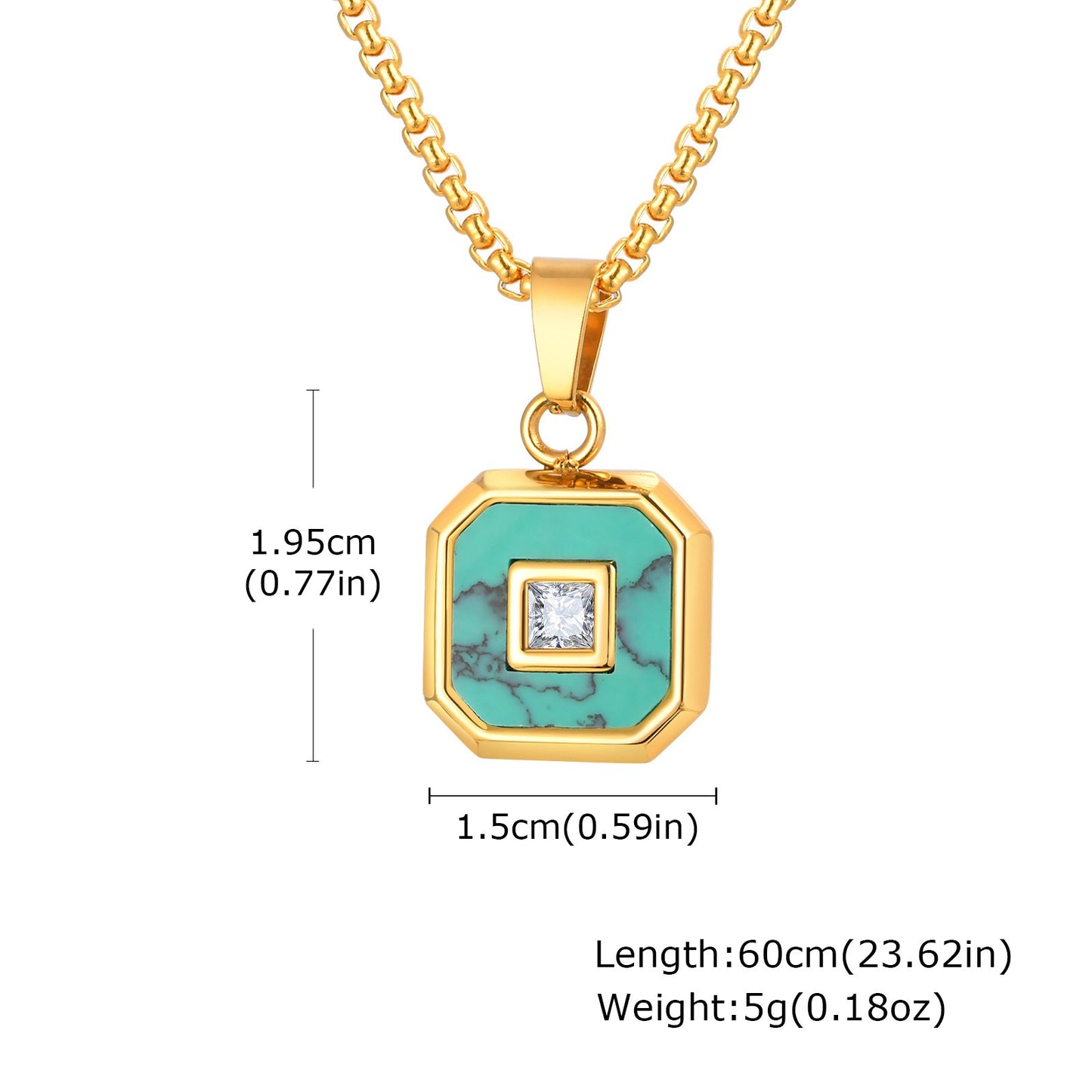 Kemstone Men’s Stainless Steel Lapis Lazuli Cubic Zirconia Pendant Necklace – Gold Silver Black PN-2074