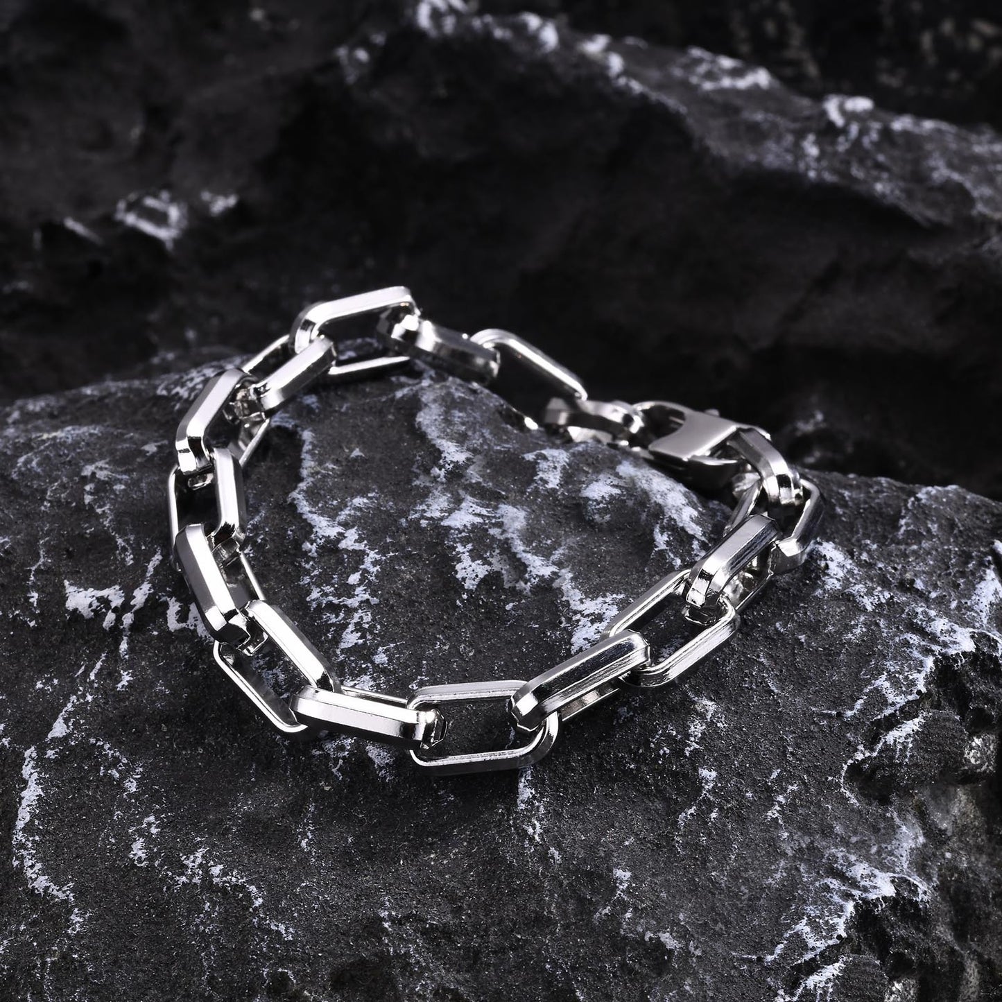 Chunky Square-Link Stainless Steel Bracelet for Men – Norse-Inspired Heavy Chain BR-1734
