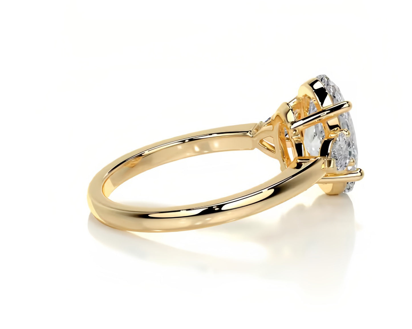 Three-Stone Moissanite Engagement Ring for Women | 2–5CT Heart, Oval, Princess, Emerald Cuts