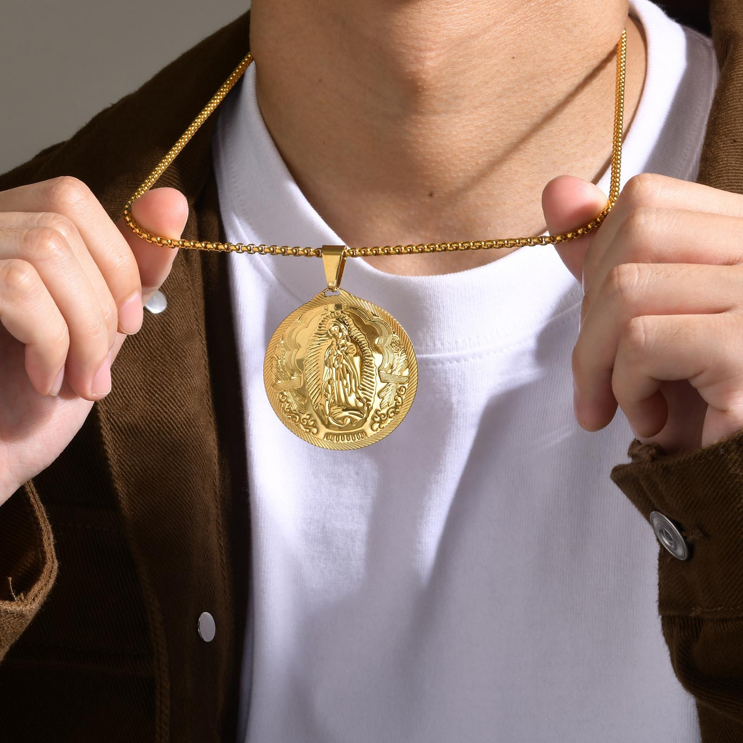 Kemstone Stainless Steel Medallion Necklace for Men Vintage Coin Pendant PN-777