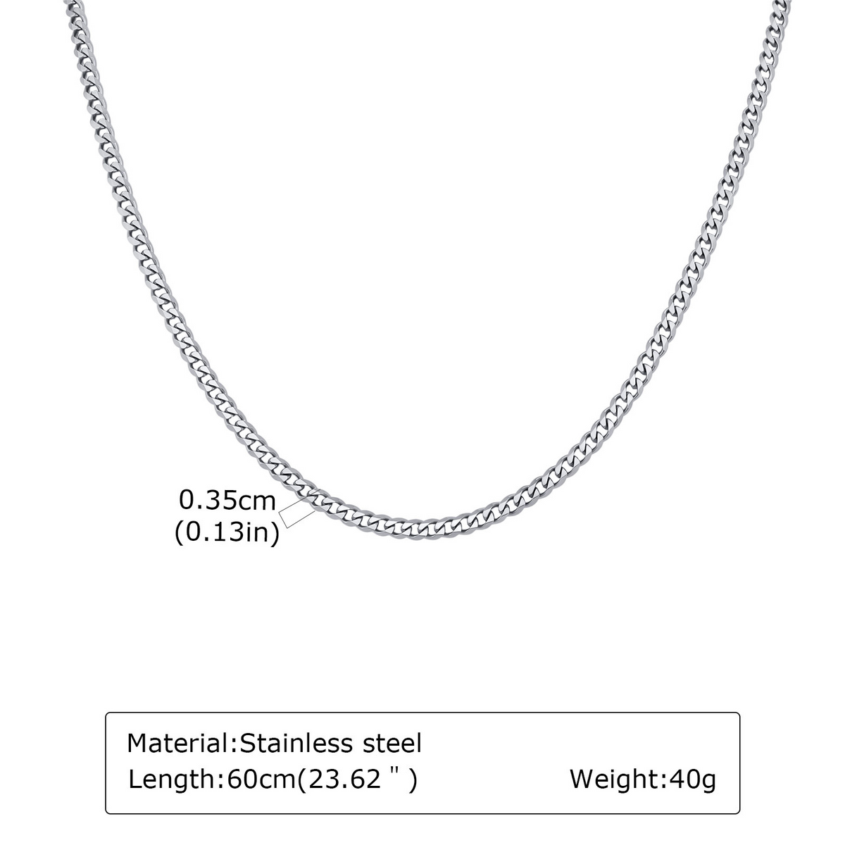 Kemstone Stainless Steel Faceted Curb Chain Necklace for Men NC-2607