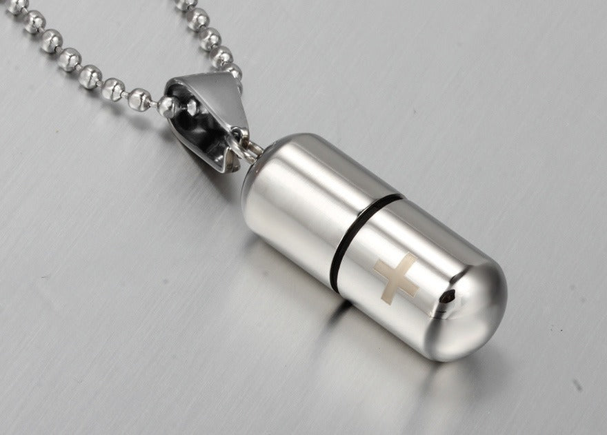 Collar con colgante de frasco de perfume de acero inoxidable Kemstone: diseño minimalista unisex para una elegancia diaria PN-176