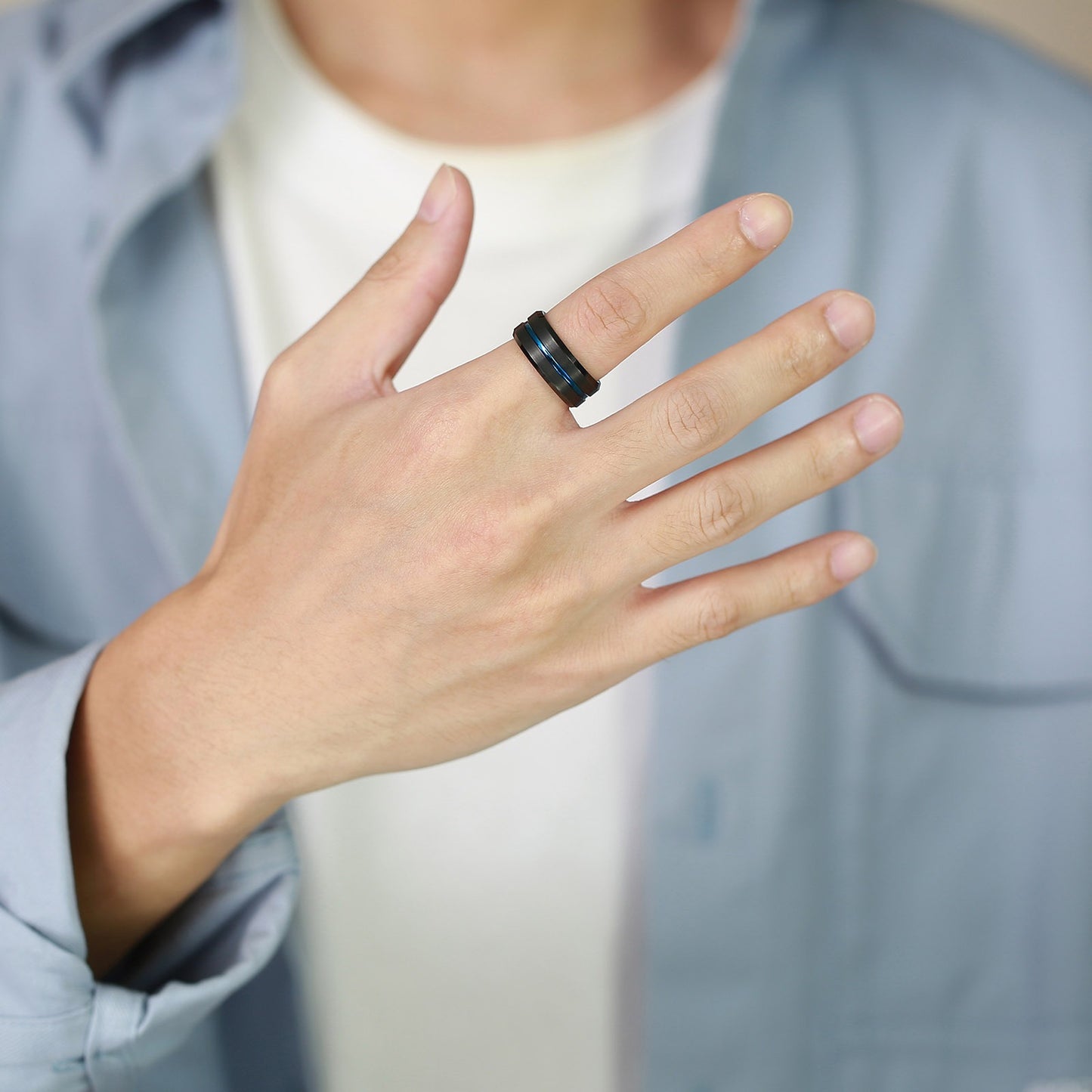 Kemstone 8mm Rugged Tungsten Steel Bottle Opener Ring - Durable Men's Fashion Accessory for Casual & Gifting TCR-039